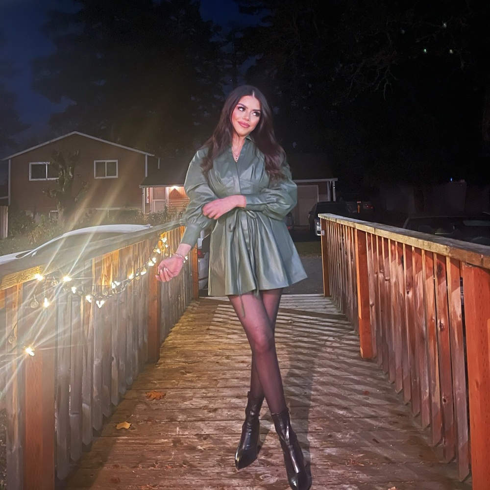 Bianca faux leather mini dress